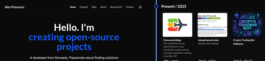 Cover image for project "Creating a new version of alexprisacariu.dev"
