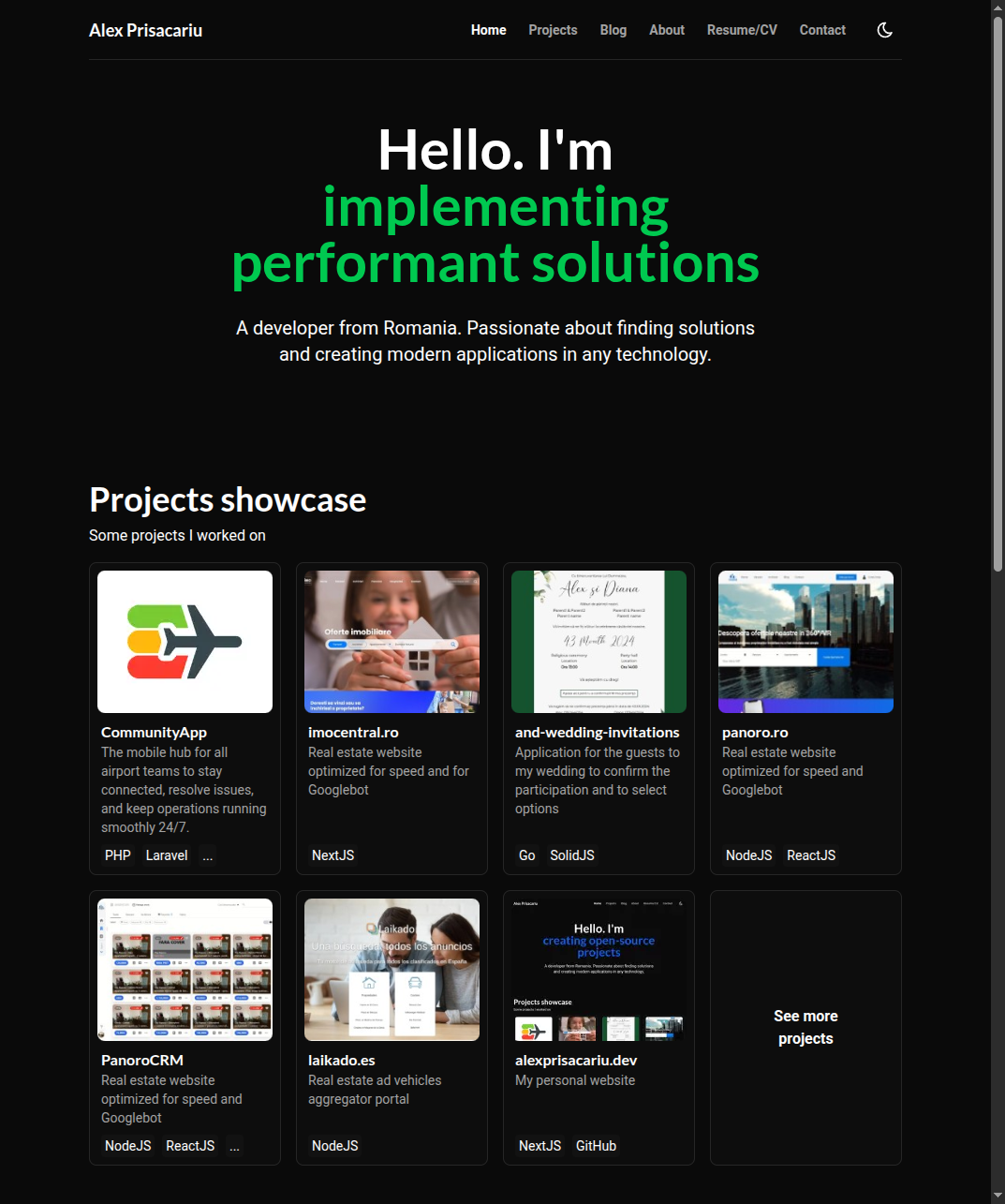 Image #1 for project "alexprisacariu.dev"
